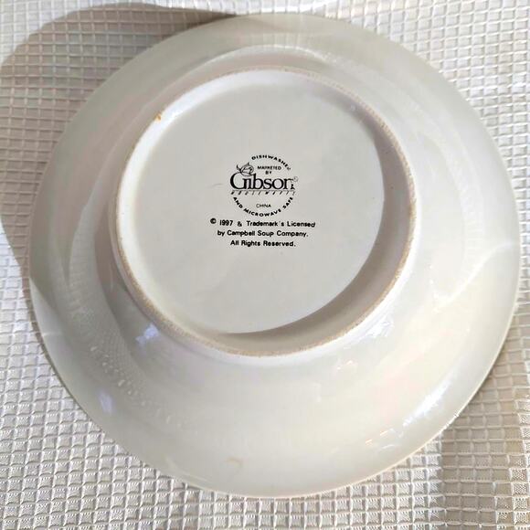 Vtg 90s Gibson/Campbell Soup/Salad Bowl Set of 3 Checkered Veggies 8" Logo - Picture 3 of 5